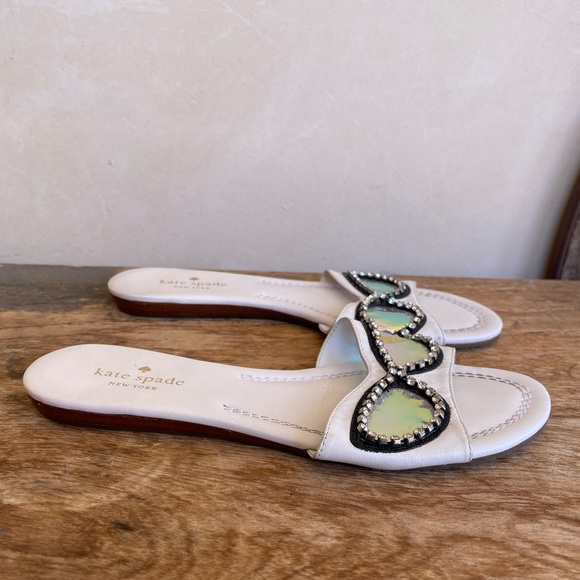 KATE SPADE Cute Slides Flats w/Glasses Rhinestones Iridescent Lenses Sz 7.5M NEW - Picture 6 of 12